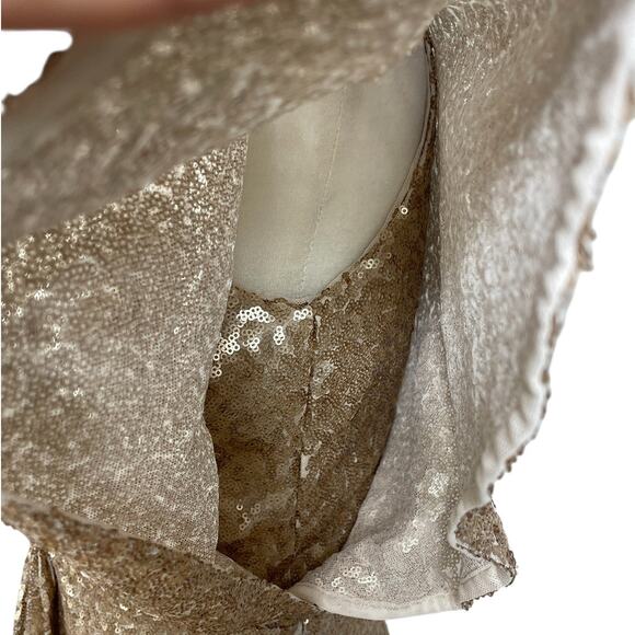 Revelry Gwen Sequin Gown Dress Champagne Gold 202 Size 10 Bridesmaid Elegant - Picture 9 of 16